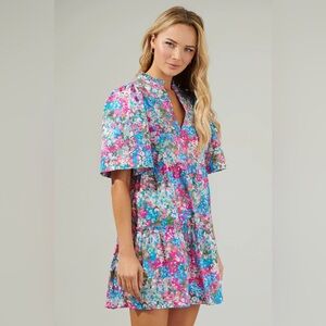 Sugarlips Vibrant Floral Mini Dress Size XS 100% Cotton